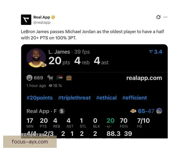 湖人逆转勇士詹姆斯砍三双刷新赛季个人得分新高纪录引爆全场热议